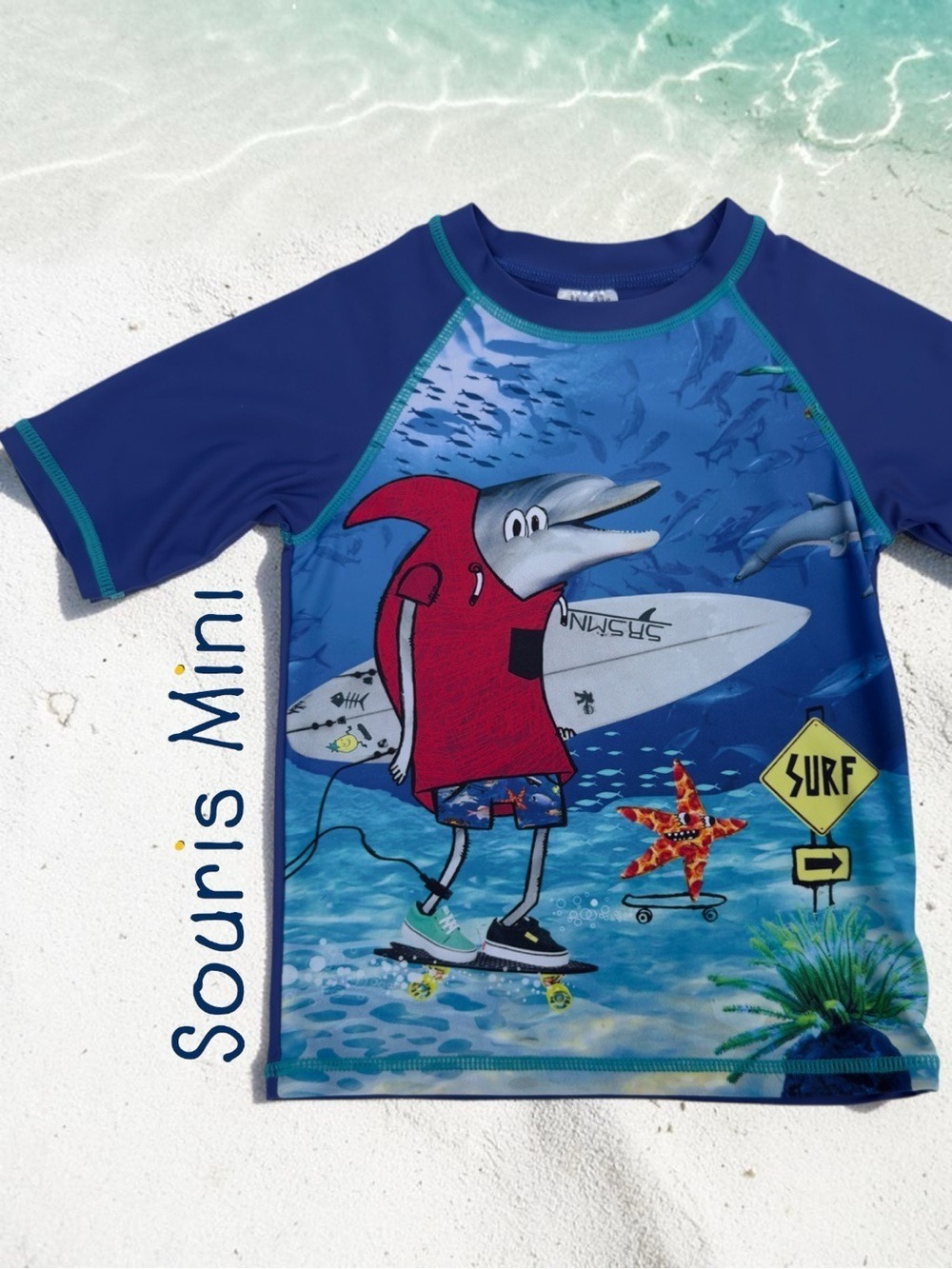 🌊 Souris Mini Boys Rash Guard Swim Shirt Size 3 Years | UV Swim Top |